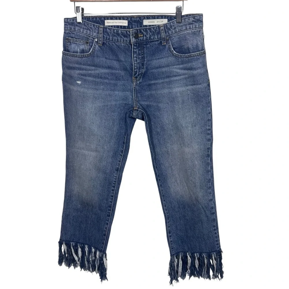 Anthropologie Pilcro and the Letterpress ‘Hyphen’ Crop Fringe Jeans Size 30